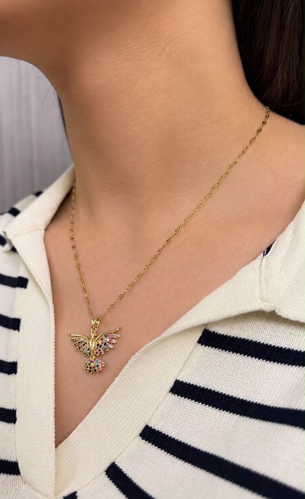 Rainbow Bird Pendant Necklace